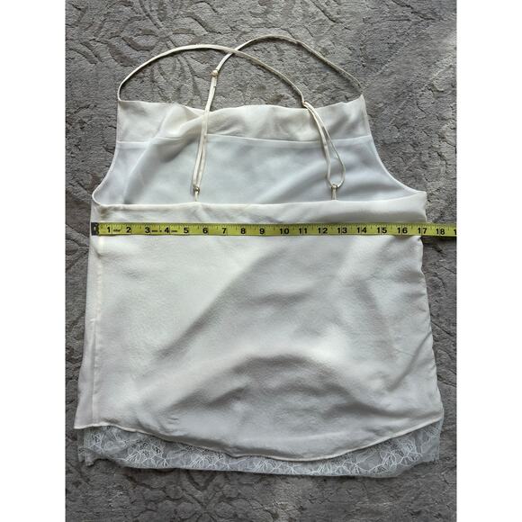 Cami NYC 100% Silk Lace Trim Cowl Neck Camisole Tank Top Ivory Size M - Picture 4 of 10